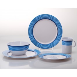 Gimex Melamin Geschirr Set Trendline Blau